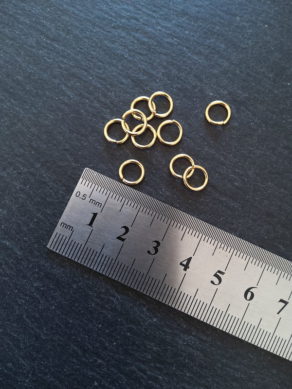 10 or 50 Genuine 24K Gold Plated 8mm Diameter Stainless Steel Jump Rings Strong 1.2mm (16 gauge) - ContentedCatz