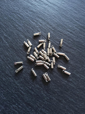 50 or 250 Antique Silver Tone End Caps for 1.5mm Cord Necklaces (2mm end caps) 8x2.8mm - ContentedCatz