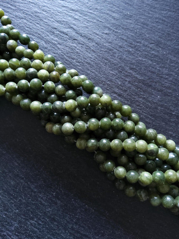 6.5mm Green Jade Natural Chinese Taiwan Undyed Round Polished Gemstone Beads Full 15 inch Strand - ContentedCatz
