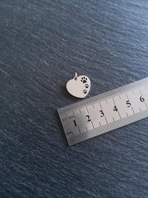 2 Stainless Steel Heart Charms With Cutout Paw Print Design 23x18x1.4mm - ContentedCatz