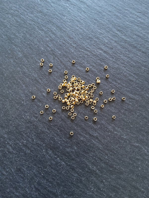 60 or 300 Crimp Beads Genuine 24K Gold Plated 316 Surgical Steel 1.9mm Hole: 1mm - ContentedCatz