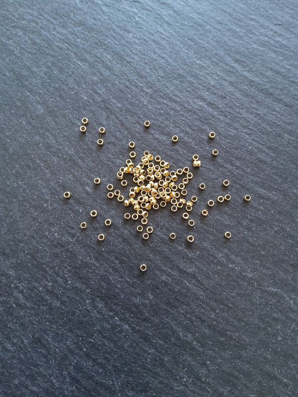 60 or 300 Crimp Beads Genuine 24K Gold Plated 316 Surgical Steel 1.9mm Hole: 1mm - ContentedCatz