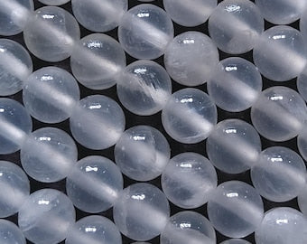 6.6mm Natural Selenite Undyed Round Polished Beads. Full 15.7 inch Strand Hole: 0.8mm - ContentedCatz