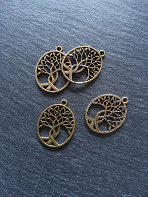 4 or 20 Oval Tree of Life Pendants Antique Bronze Tone Alloy 32x24mm - ContentedCatz