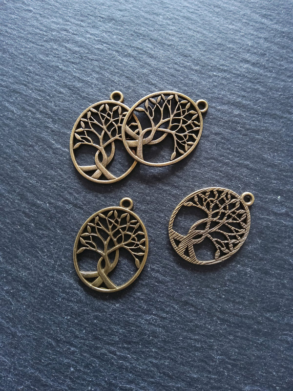 4 or 20 Oval Tree of Life Pendants Antique Bronze Tone Alloy 32x24mm - ContentedCatz
