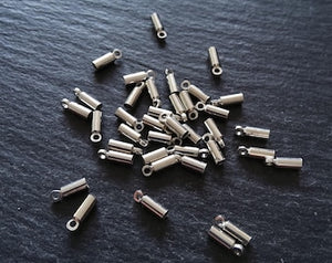 50 or 250 Antique Silver Tone End Caps for 1.5mm Cord Necklaces (2mm end caps) 8x2.8mm - ContentedCatz
