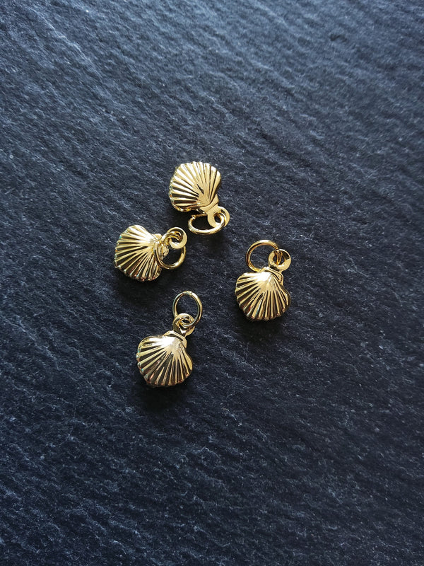 Sea Shell Charms Real Gold Plated Brass 11x8x2.8mm - ContentedCatz