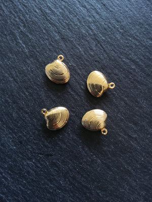 6 or 30 Sea Shell Charms Gold Stainless Steel 14x13x4mm - ContentedCatz
