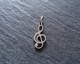 6 or 30 Treble Clef Musical Note Charms Stainless Steel 17x8mm - ContentedCatz