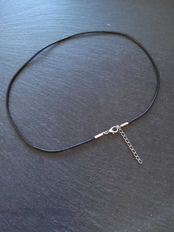 4 or 20 Black Waxed Cotton Cord 17 inch Necklace with Extender Chain - ContentedCatz