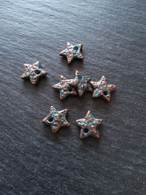 8 or 40 Antique Copper Star Charms with Blue Patina 13x13x3mm - ContentedCatz
