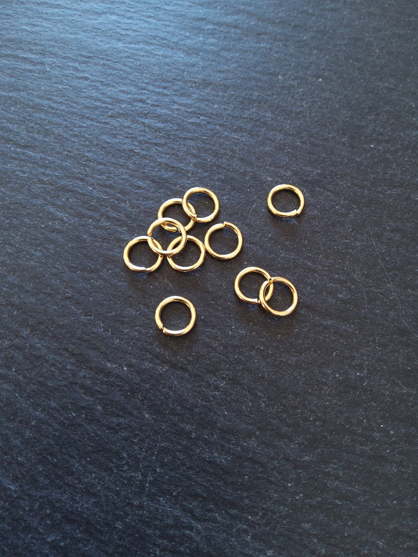 10 or 50 Genuine 24K Gold Plated 8mm Diameter Stainless Steel Jump Rings Strong 1.2mm (16 gauge) - ContentedCatz