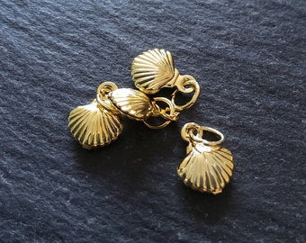 Sea Shell Charms Real Gold Plated Brass 11x8x2.8mm - ContentedCatz