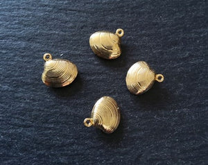6 or 30 Sea Shell Charms Gold Stainless Steel 14x13x4mm - ContentedCatz
