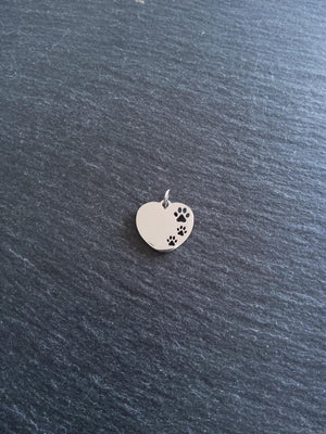2 Stainless Steel Heart Charms With Cutout Paw Print Design 23x18x1.4mm - ContentedCatz