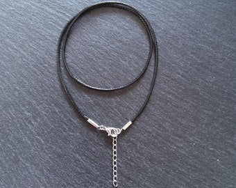 4 or 20 Black Waxed Cotton Cord 17 inch Necklace with Extender Chain - ContentedCatz