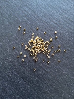 60 or 300 Crimp Beads Genuine 24K Gold Plated 316 Surgical Steel 1.9mm Hole: 1mm - ContentedCatz