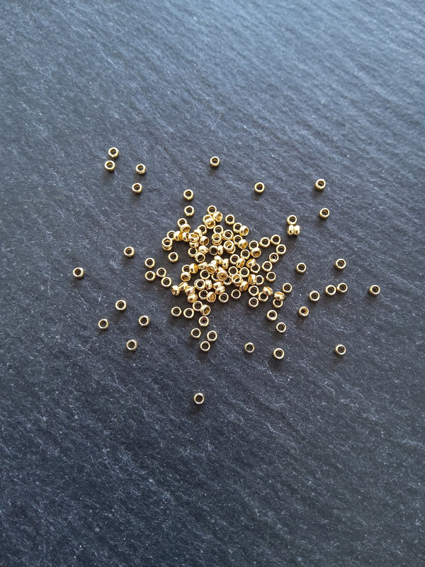 60 or 300 Crimp Beads Genuine 24K Gold Plated 316 Surgical Steel 1.9mm Hole: 1mm - ContentedCatz