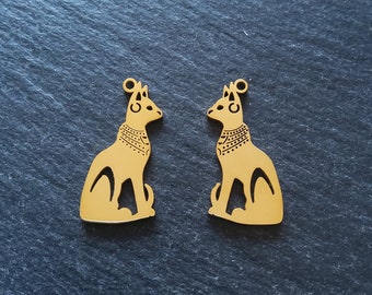 2 or 10 Genuine Gold Plated Stainless Steel Egyptian Cat Goddess Bastet Charms 30x15x1.5mm - ContentedCatz
