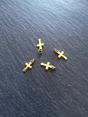 10 or 50 Real 18K Gold Plated Stainless Steel Cross Charms 12x7x0.8mm - ContentedCatz