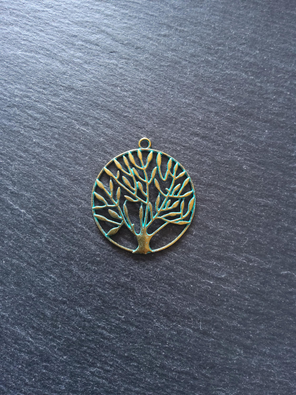 4 or 20 Large Tree Pendants Antique Bronze Tone Alloy with Green Patina 42x38x2mm - ContentedCatz