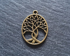 4 or 20 Oval Tree of Life Pendants Antique Bronze Tone Alloy 32x24mm - ContentedCatz