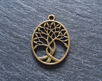 4 or 20 Oval Tree of Life Pendants Antique Bronze Tone Alloy 32x24mm - ContentedCatz