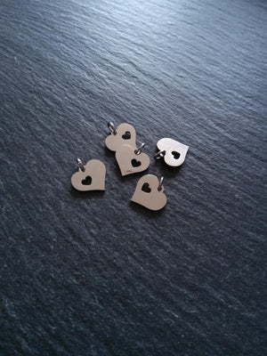 2 or 10 Stainless Steel Heart Charms With Cutout Heart 12x12x1.2mm - ContentedCatz