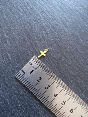 10 or 50 Real 18K Gold Plated Stainless Steel Cross Charms 12x7x0.8mm - ContentedCatz
