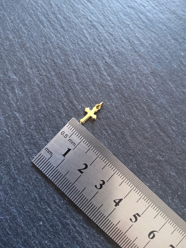 10 or 50 Real 18K Gold Plated Stainless Steel Cross Charms 12x7x0.8mm - ContentedCatz
