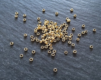 60 or 300 Crimp Beads Genuine 24K Gold Plated 316 Surgical Steel 1.9mm Hole: 1mm - ContentedCatz