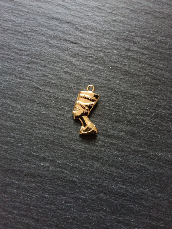 2 or 10 Real 14K Gold Plated Ancient Egyptian Nefertiti Charms 23x13mm Nickel FREE - ContentedCatz