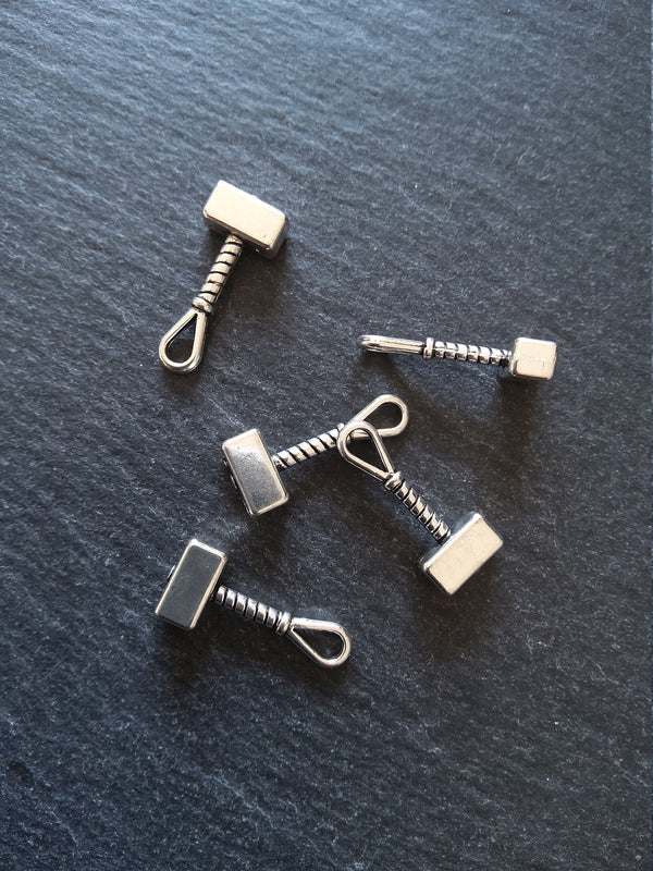 8 or 40 Hammer Charms Antique Silver Tone Alloy 23x10x4.6mm - ContentedCatz