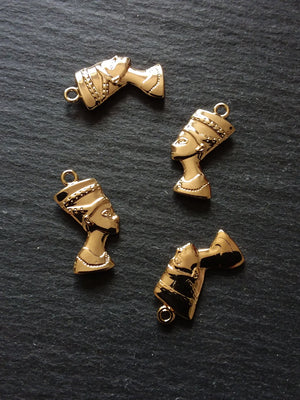 2 or 10 Real 14K Gold Plated Ancient Egyptian Nefertiti Charms 23x13mm Nickel FREE - ContentedCatz