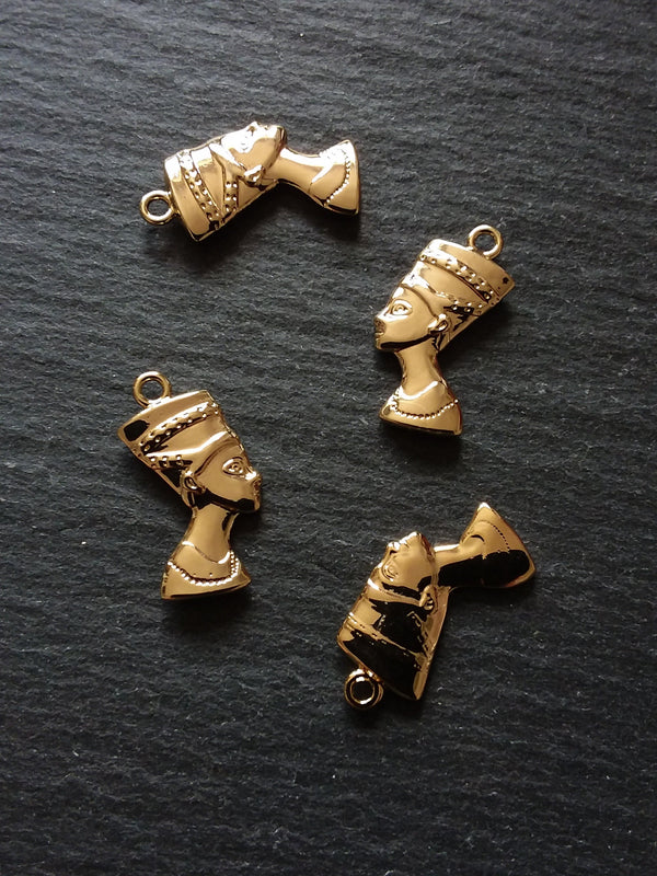 2 or 10 Real 14K Gold Plated Ancient Egyptian Nefertiti Charms 23x13mm Nickel FREE - ContentedCatz