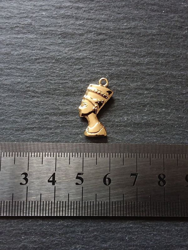 2 or 10 Real 14K Gold Plated Ancient Egyptian Nefertiti Charms 23x13mm Nickel FREE - ContentedCatz