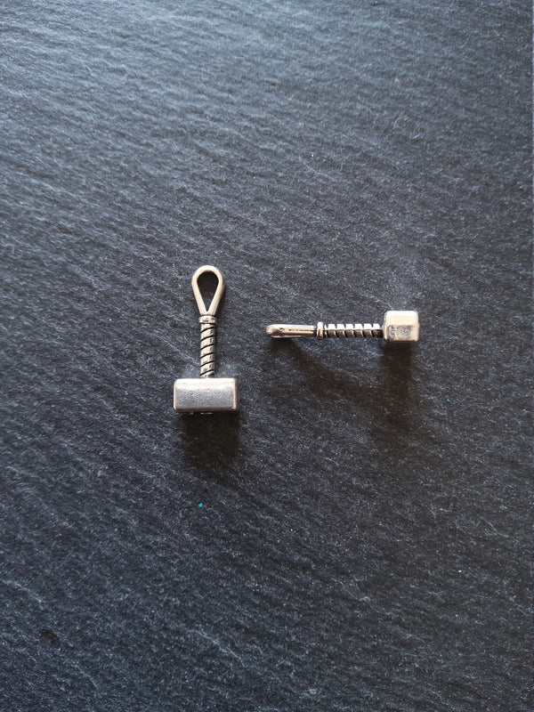 8 or 40 Hammer Charms Antique Silver Tone Alloy 23x10x4.6mm - ContentedCatz