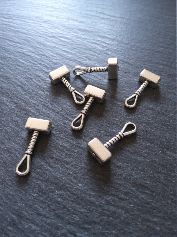 8 or 40 Hammer Charms Antique Silver Tone Alloy 23x10x4.6mm - ContentedCatz