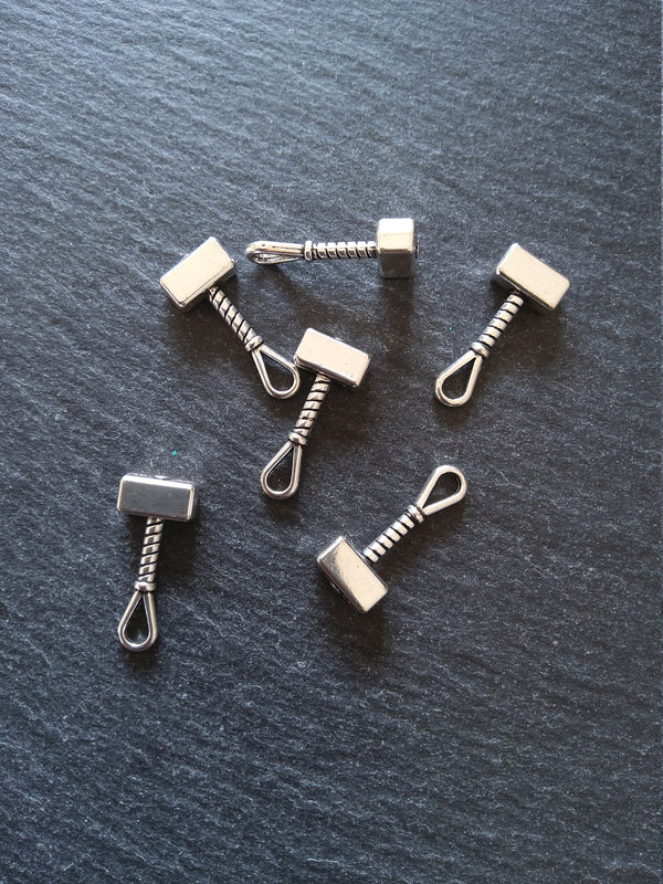 8 or 40 Hammer Charms Antique Silver Tone Alloy 23x10x4.6mm - ContentedCatz