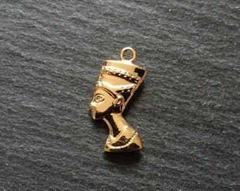 2 or 10 Real 14K Gold Plated Ancient Egyptian Nefertiti Charms 23x13mm Nickel FREE - ContentedCatz