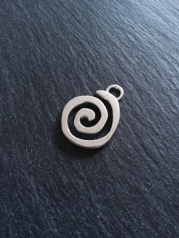 2 or 10 Round Swirl Pendants Silver Tone 32x24mm - ContentedCatz