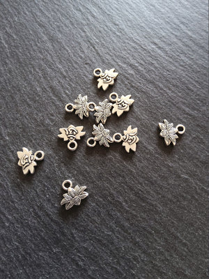 20 or 100 Antique Silver Tone Ohm Lotus Flower Charms 11x10mm - ContentedCatz
