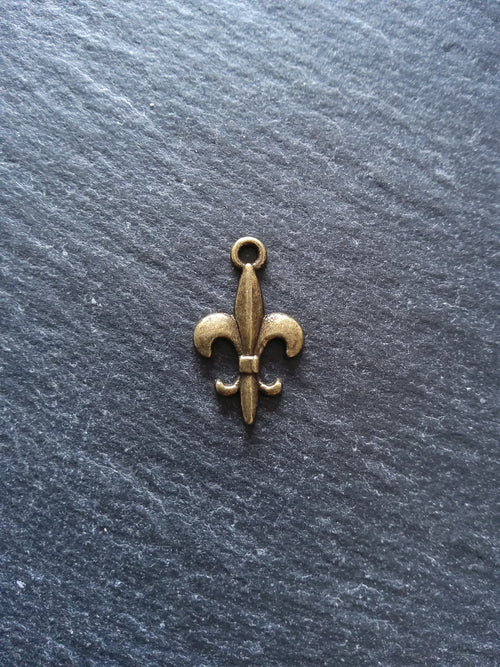 20 or 100 Fleur De Lis Charms Antique Bronze Tone 19x12mm NICKEL FREE - ContentedCatz