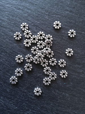 60 or 300 Antique Silver Tone 6mm Daisy Spacer Beads Chunky 6x1.9mm - ContentedCatz