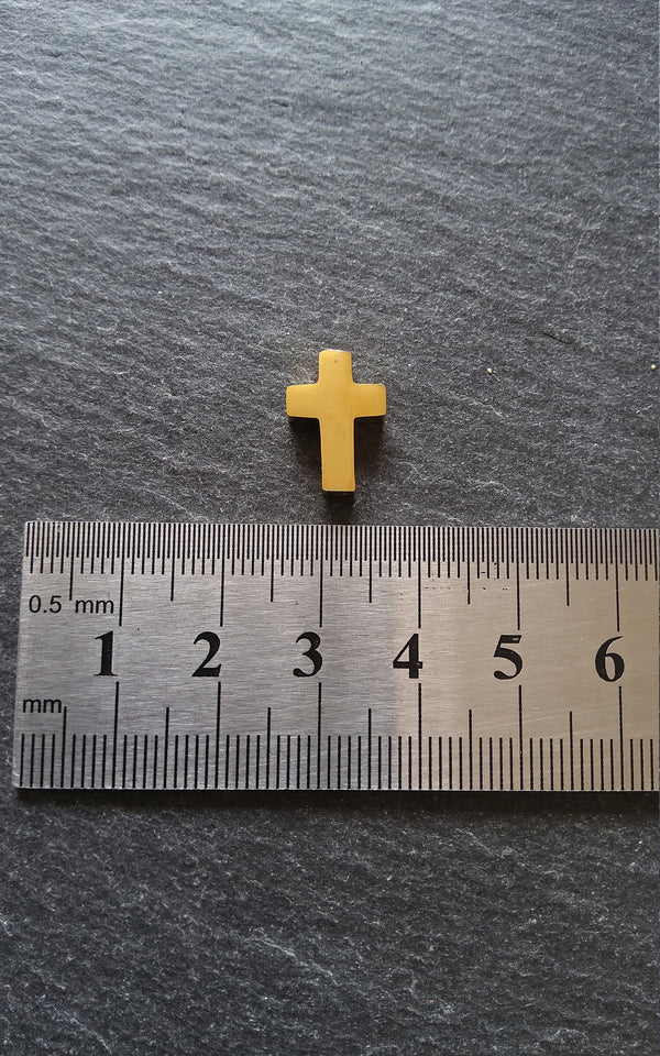 1 or 5 Gold Stainless Steel Square Cross Beads 15x10mm. Hole 1.8mm - ContentedCatz