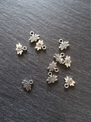 20 or 100 Antique Silver Tone Ohm Lotus Flower Charms 11x10mm - ContentedCatz