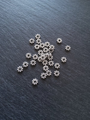 60 or 300 Antique Silver Tone 6mm Daisy Spacer Beads Chunky 6x1.9mm - ContentedCatz