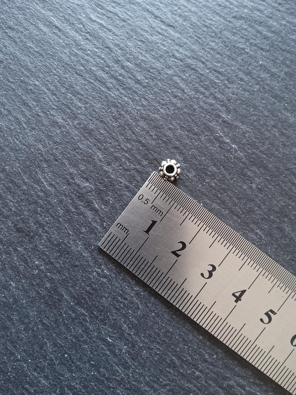 20 or 100 Antique Silver Tone 6mm Bali Style Sea Urchin Shaped Spacer Beads 6x3.7mm 2.2mm Hole - ContentedCatz
