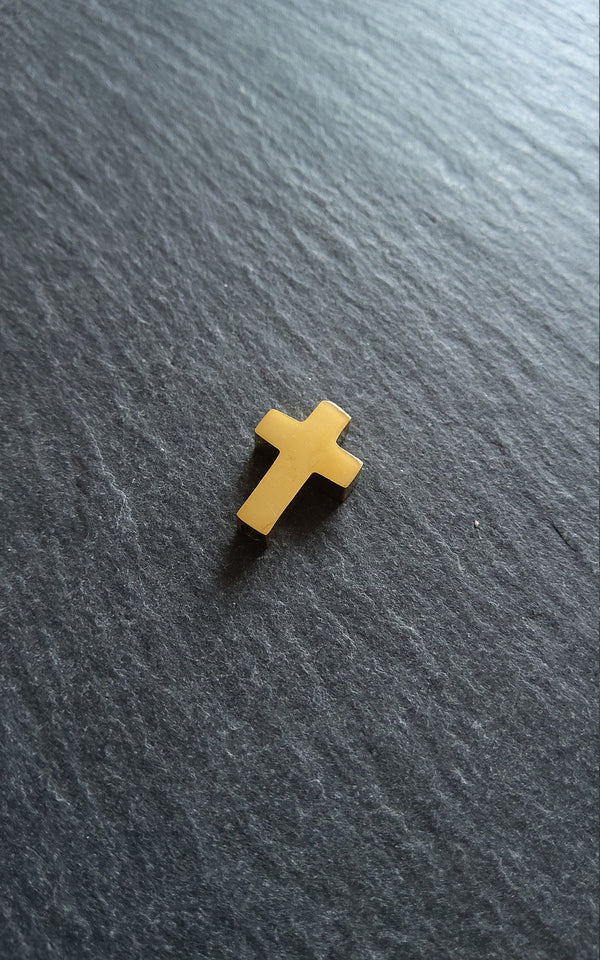 1 or 5 Gold Stainless Steel Square Cross Beads 15x10mm. Hole 1.8mm - ContentedCatz