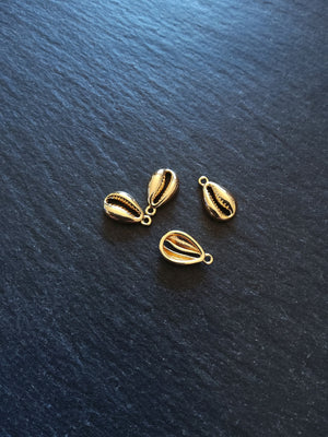 1 or 5 Cowrie Sea Shell Charms Real 18K Gold Plated Brass 12.5x7.5x3mm Nickel FREE - ContentedCatz